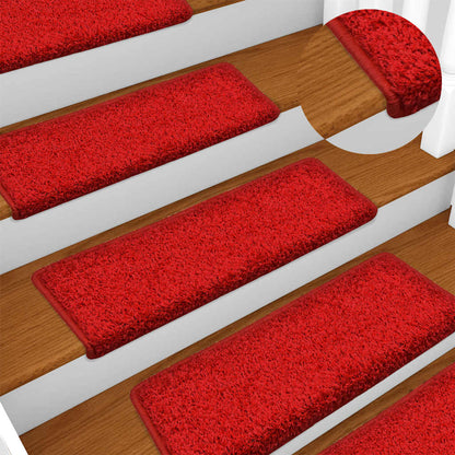 Tapetes de escada 30 peças 65x21x4 cm vermelho com borda retangular