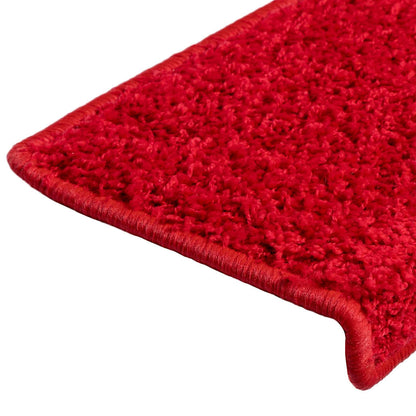 Tapetes de escada 30 peças 65x21x4 cm vermelho com borda retangular