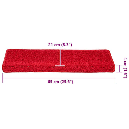 Tapetes de escada 30 peças 65x21x4 cm vermelho com borda retangular