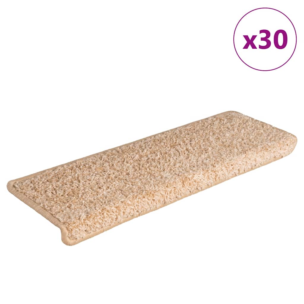 Tapetes de escada 30 peças 65x21x4 cm dourados com borda retangular