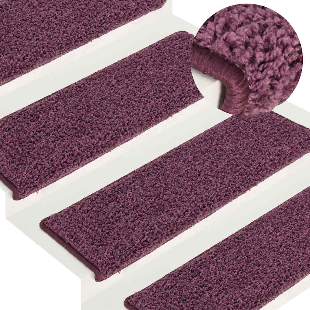 Tapetes de escada 30 peças 65x21x4 cm roxo escuro com borda retangular