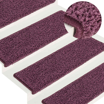 Tapetes de escada 30 peças 65x21x4 cm roxo escuro com borda retangular