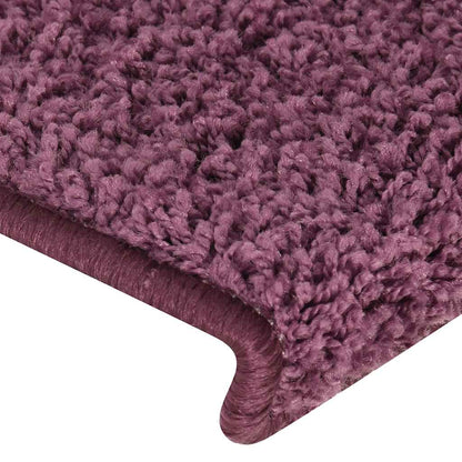 Tapetes de escada 30 peças 65x21x4 cm roxo escuro com borda retangular