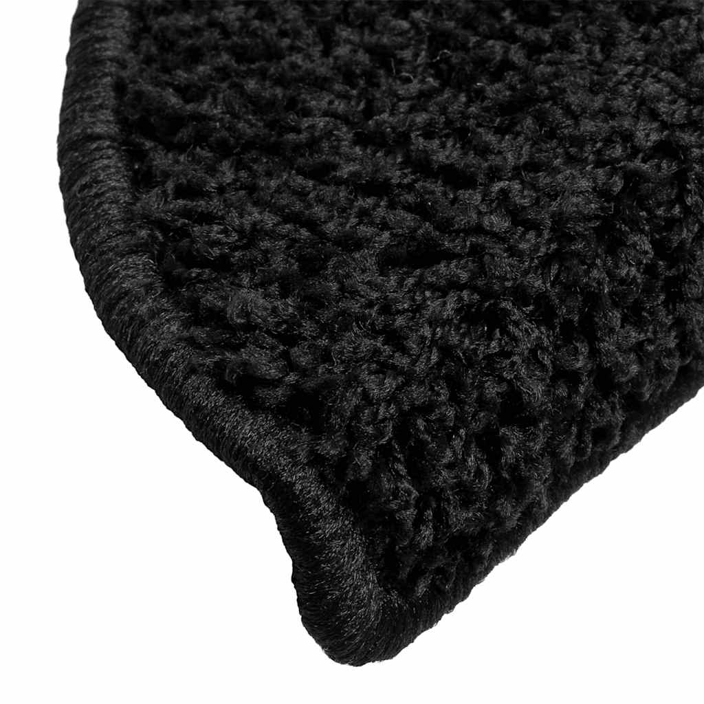 Tapetes de escada 20 peças 56x17x3 cm pretos semicirculares