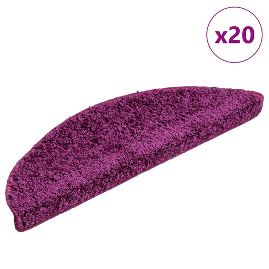 Tapetes de escada 20 peças 56x17x3 cm violeta semicircular