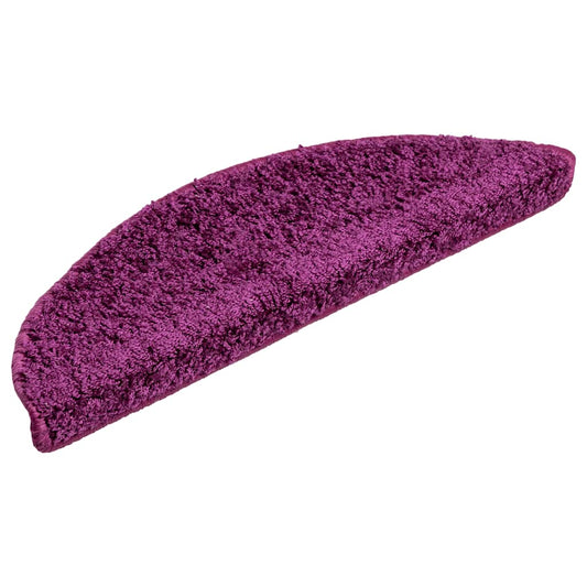 Tapetes de escada 20 peças 56x17x3 cm violeta semicircular