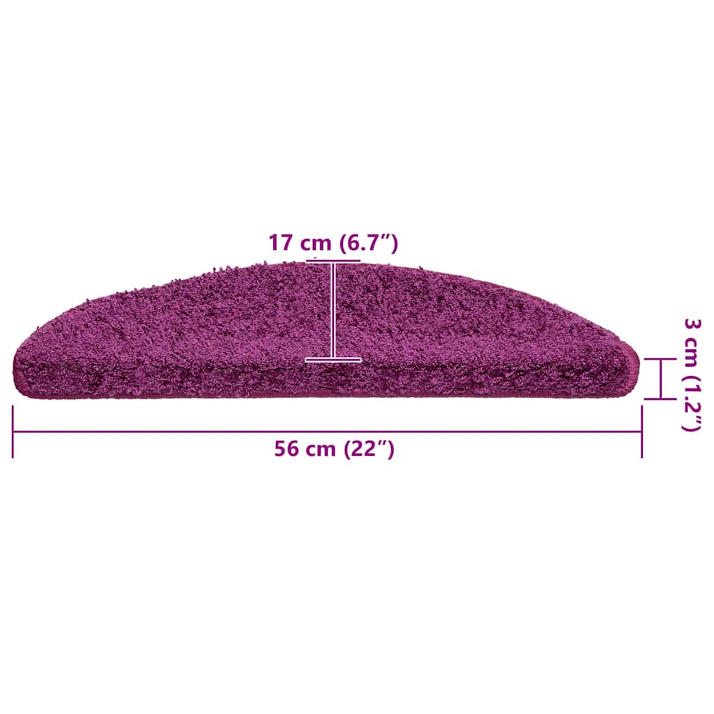 Tapetes de escada 20 peças 56x17x3 cm violeta semicircular