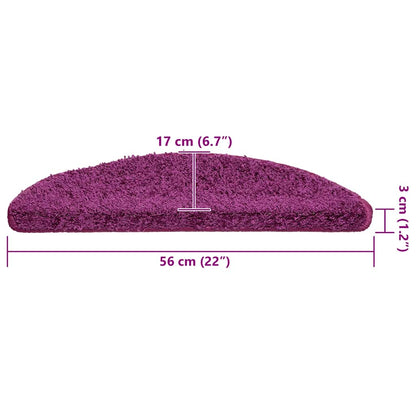 Tapetes de escada 20 peças 56x17x3 cm violeta semicircular