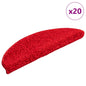 Tapetes de escada 20 peças 56x17x3 cm vermelho semicircular