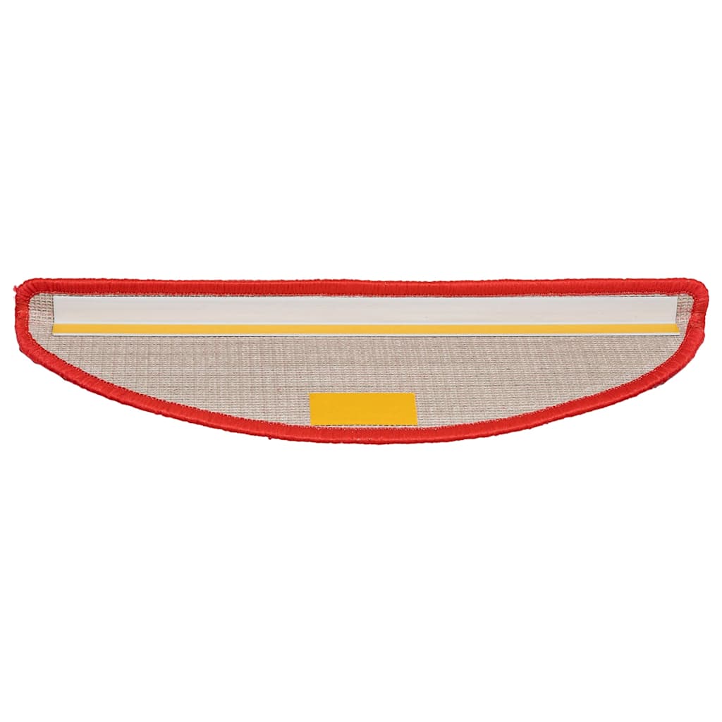 Tapetes de escada 20 peças 56x17x3 cm vermelho semicircular