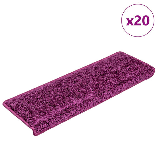 Tapetes de escada 20 peças 65x21x4 cm roxo com borda retangular