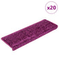 Tapetes de escada 20 peças 65x21x4 cm roxo com borda retangular