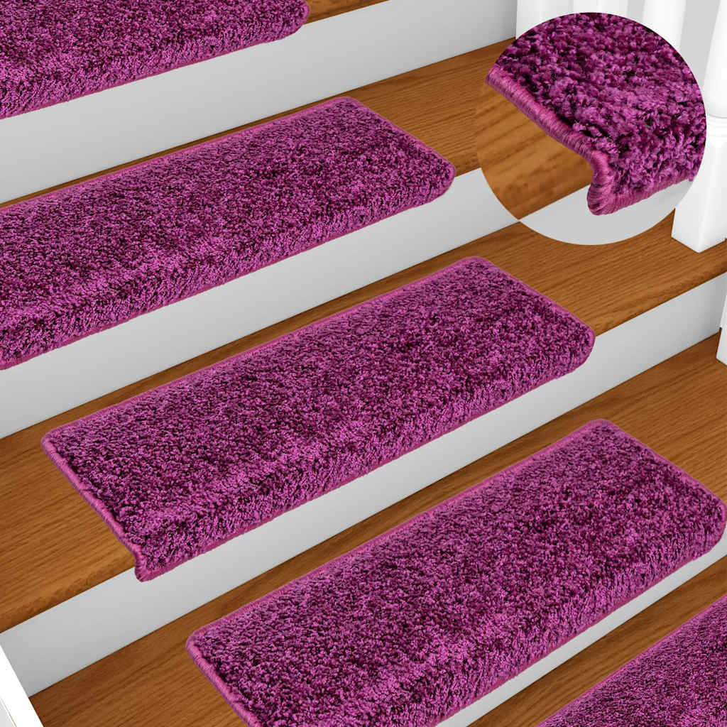 Tapetes de escada 20 peças 65x21x4 cm roxo com borda retangular