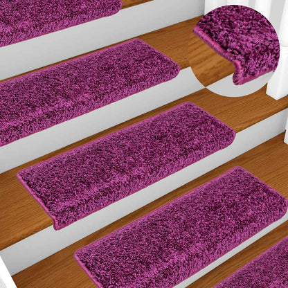 Tapetes de escada 20 peças 65x21x4 cm roxo com borda retangular