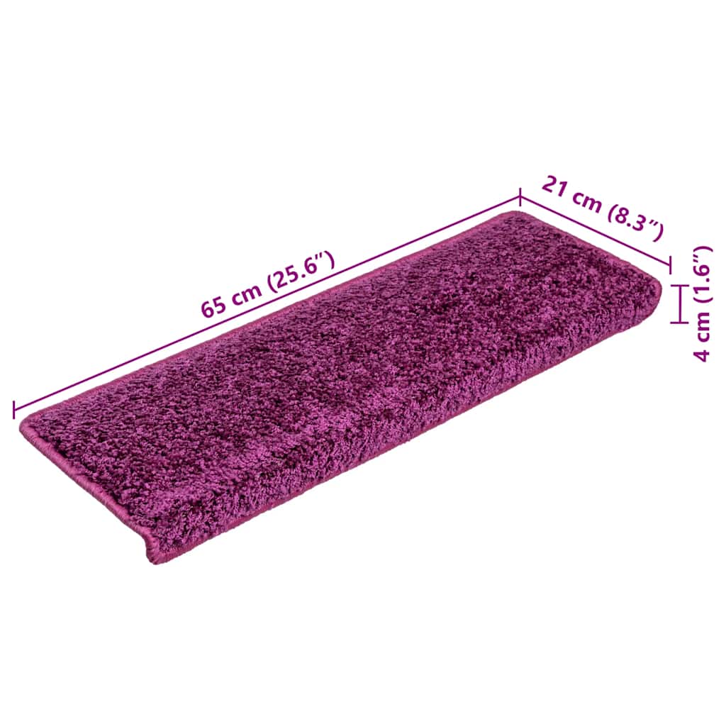 Tapetes de escada 20 peças 65x21x4 cm roxo com borda retangular