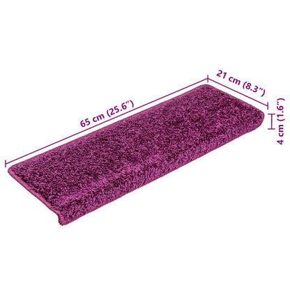 Tapetes de escada 20 peças 65x21x4 cm roxo com borda retangular