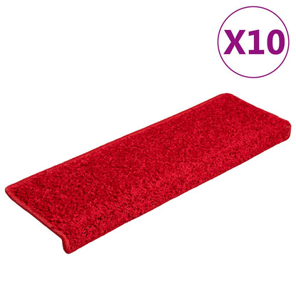 Tapetes de escada 20 peças 65x21x4 cm vermelho com borda retangular