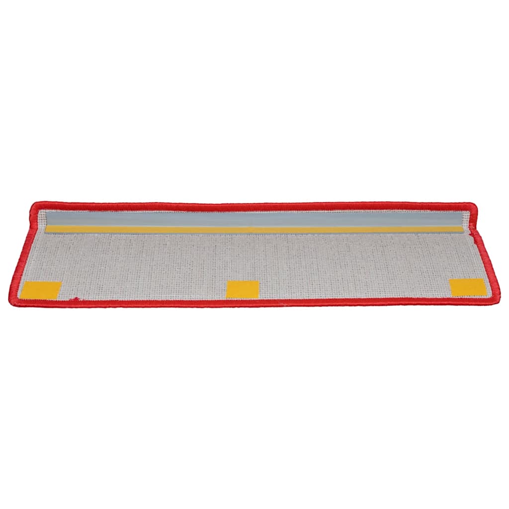 Tapetes de escada 20 peças 65x21x4 cm vermelho com borda retangular