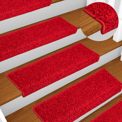 Tapetes de escada 20 peças 65x21x4 cm vermelho com borda retangular