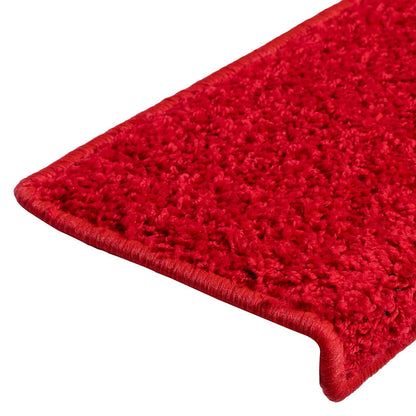 Tapetes de escada 20 peças 65x21x4 cm vermelho com borda retangular