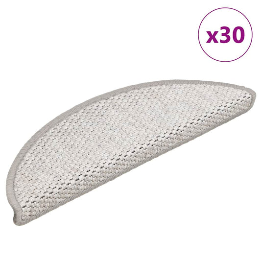 Tapetes escada adesivos aspeto sisal 30 pcs 56x17x3cm platina