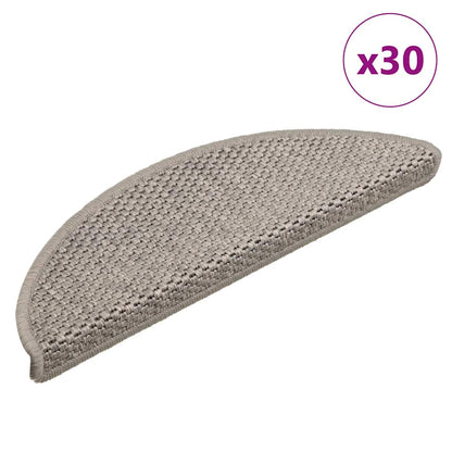 Tapetes escada adesivos aspeto sisal 30 pcs 56x17x3 cm prateado