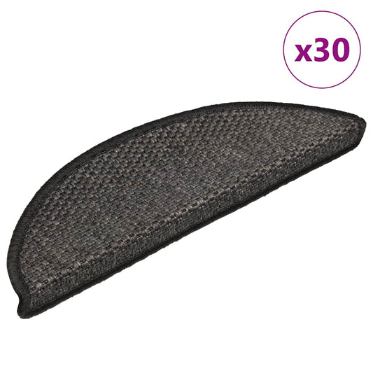 Tapetes escada adesivos aspeto sisal 30 pcs 56x17x3cm antracite