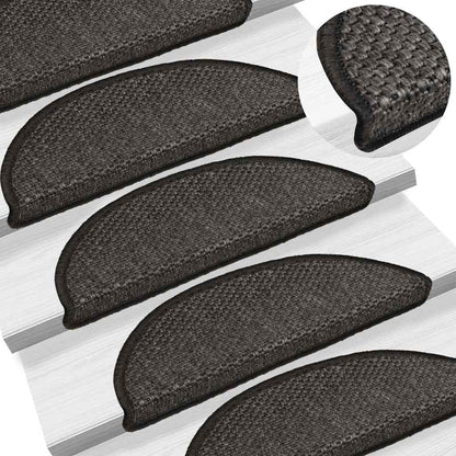 Tapetes escada adesivos aspeto sisal 30 pcs 56x17x3cm antracite