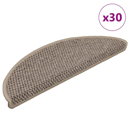 Tapetes escada adesivos aspeto sisal 30 pcs 56x17x3 bege-escuro