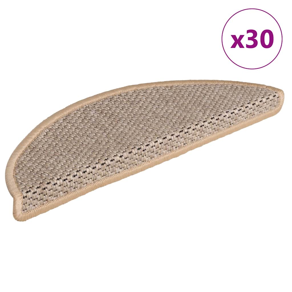 Tapetes escada adesivos aspeto sisal 30pcs 56x17x3cm bege-claro