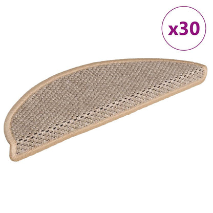 Tapetes escada adesivos aspeto sisal 30pcs 56x17x3cm bege-claro