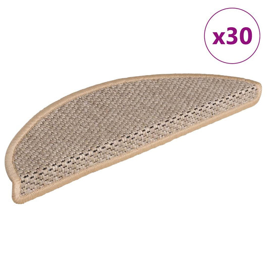 Tapetes escada adesivos aspeto sisal 30pcs 56x17x3cm bege-claro