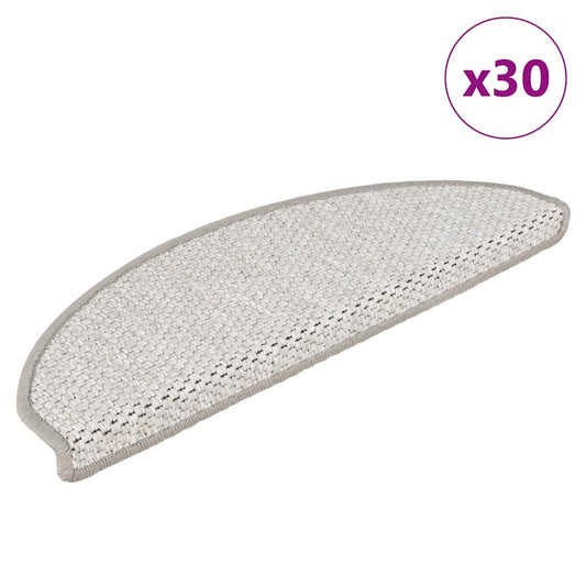 Tapetes escada adesivos aspeto sisal 30 pcs 65x21x4cm platina
