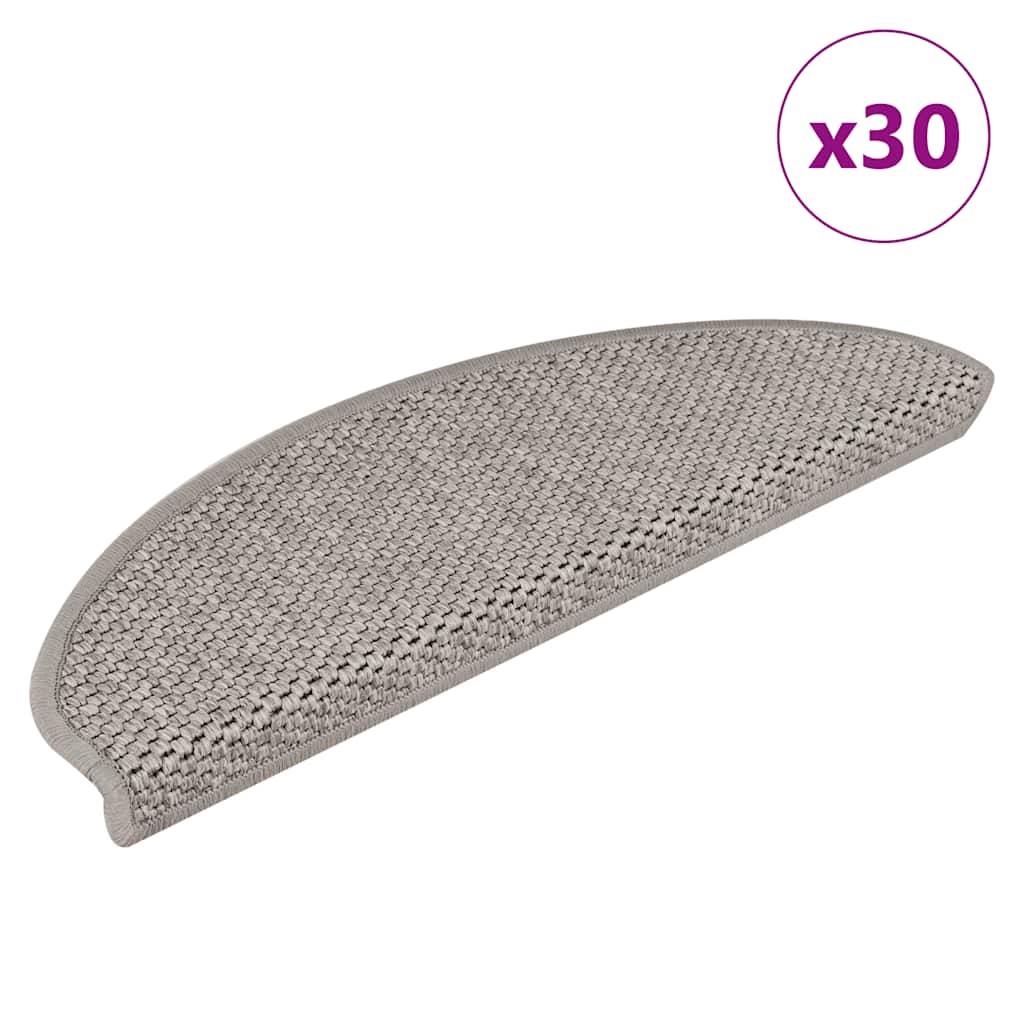 Tapetes escada adesivos aspeto sisal 30pcs 65x21x4 cm prateado