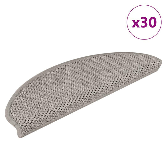 Tapetes escada adesivos aspeto sisal 30pcs 65x21x4 cm prateado