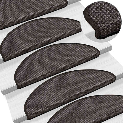 Tapetes escada adesivos aspeto sisal 30pcs 65x21x4 cm antracite