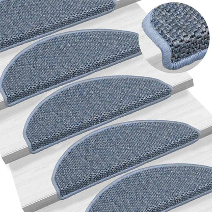 Tapetes escada adesivos aspeto sisal 30 pcs 65x21x4 cm azul