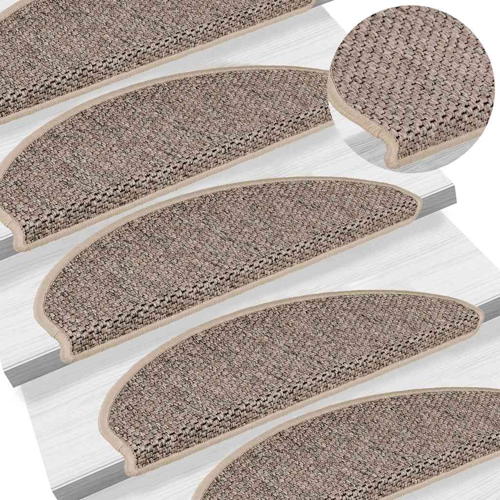 Tapetes escada adesivos aspeto sisal 30pcs 65x21x4 bege-escuro
