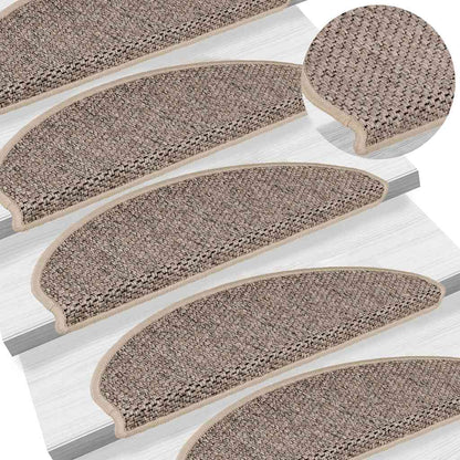 Tapetes escada adesivos aspeto sisal 30pcs 65x21x4 bege-escuro