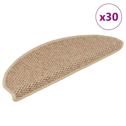 Tapetes escada adesivos aspeto sisal 30pcs 65x21x4cm cor areia