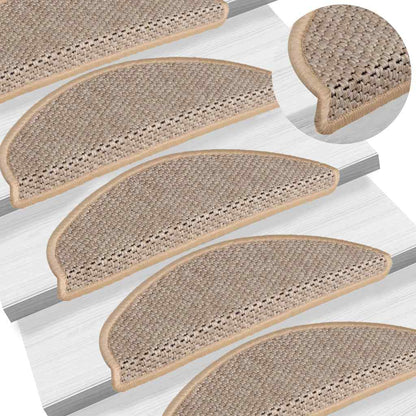 Tapetes escada adesivos aspeto sisal 30pcs 65x21x4cm bege-claro