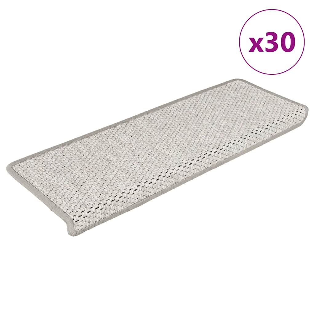 Tapetes escada adesivos aspeto sisal 30 pcs 65x21x4cm platina