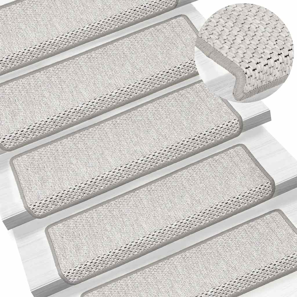 Tapetes escada adesivos aspeto sisal 30 pcs 65x21x4cm platina