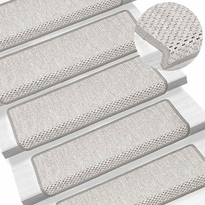 Tapetes escada adesivos aspeto sisal 30 pcs 65x21x4cm platina