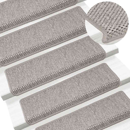 Tapetes escada adesivos aspeto sisal 30pcs 65x21x4 cm prateado