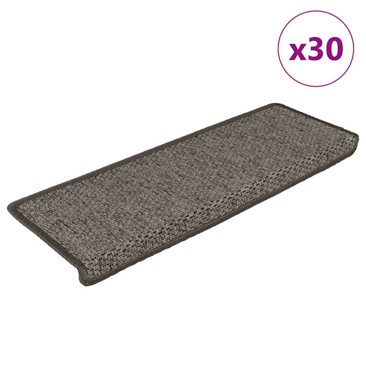 Tapetes escada adesivos aspeto sisal 30pcs 65x21x4 cinza e bege