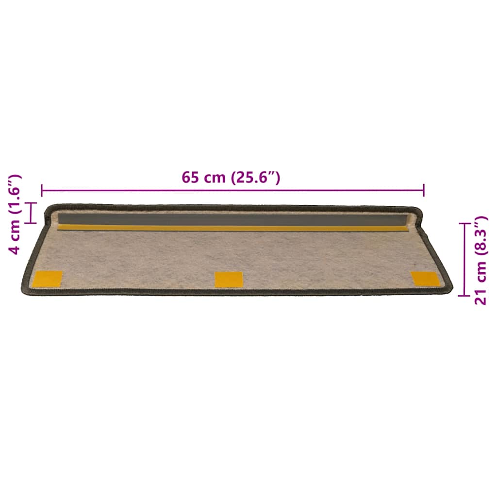Tapetes escada adesivos aspeto sisal 30pcs 65x21x4 cinza e bege