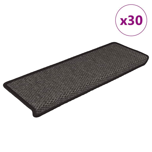 Tapetes escada adesivos aspeto sisal 30pcs 65x21x4 cm antracite