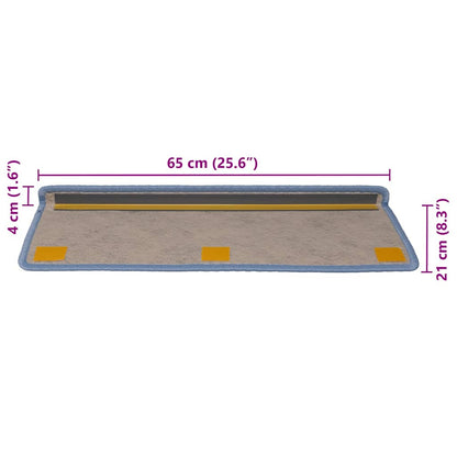 Tapetes escada adesivos aspeto sisal 30 pcs 65x21x4 cm azul