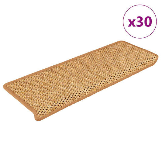 Tapetes escada adesivos aspeto sisal 30 pcs 65x21x4 cm laranja